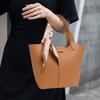 New Vegetable Basket Soft Leather Portable Versatile Solid Color Fashionable Cowhide Women's Bag