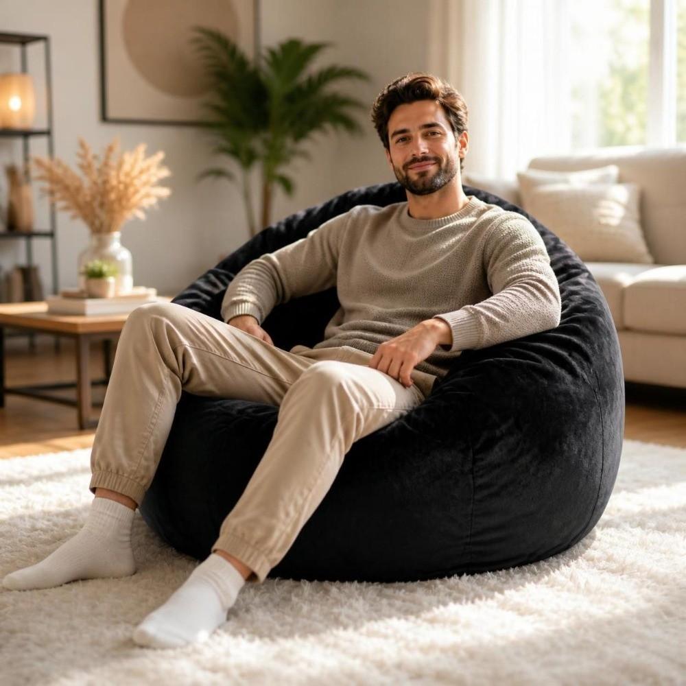 Washable Bean Bag Chair Cover No Filling Lazy Sofa Cover Durable Beanbag Pouf Doll Storage