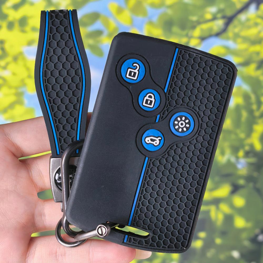 Anti-slip Textured Silicone Key Case With Keychain For Renault Duster Captur Clio Logan Megane 1 2 3 Koleos Scenic Fluence Zoe