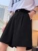 Женские шорты с высокой талией, широкими штанинами, облегающие, черные, повседневные, 2024