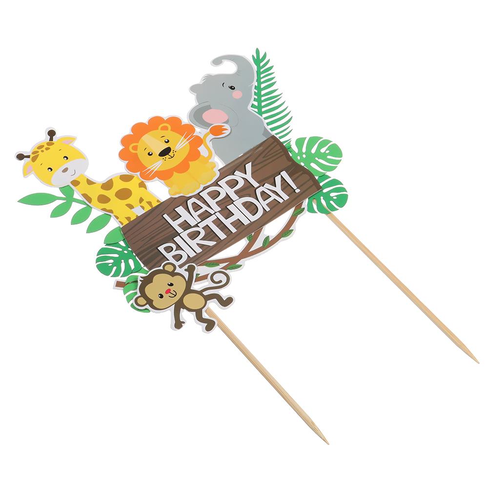 Theme Happy Birthday Birthday Party Decor Jungle Animals Cake Toppers Cake Decoration Cake Picks