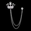 Crown Brooch Chain Brooch Suit Tassel Chain Lapel Pin Badge Retro Jewelry Gift
