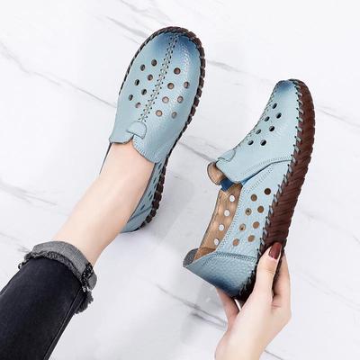 Модные новые летние туфли на плоской подошве, мокасины, женские балетки из натуральной кожи, дышащие мокасины, женские туфли для мам, мягкие повседневные туфли на плоской подошве для вождения