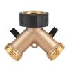 Brass Water Tap Adapter 2 Way Y Shape 3/4 Hose Connector Garden Irrigation (European Standard)