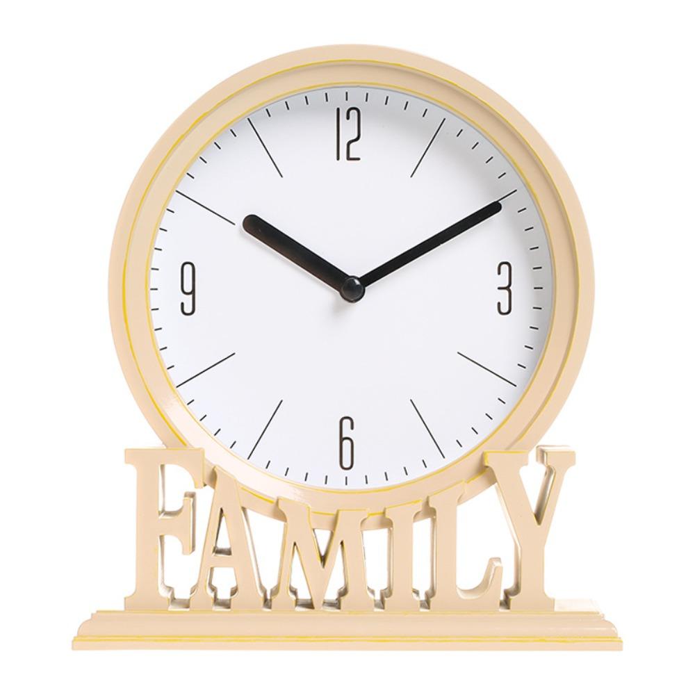 Fashion Vintage Style Desk Clock Nordic Round Pointers Clock Non Ticking Clock School