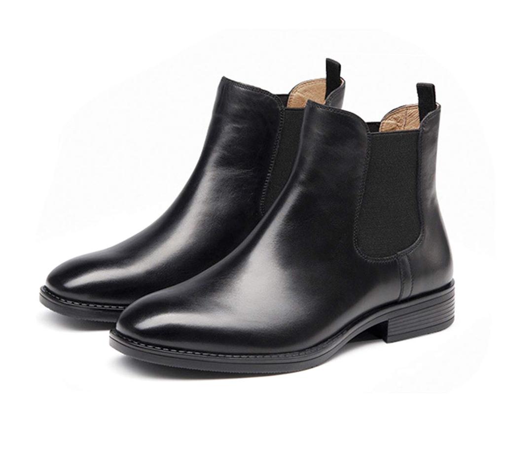 Ботинки женские [ZUYEE], кожаные, на плоской подошве, ботинки, стильные, в, черном цвете, 24.0см