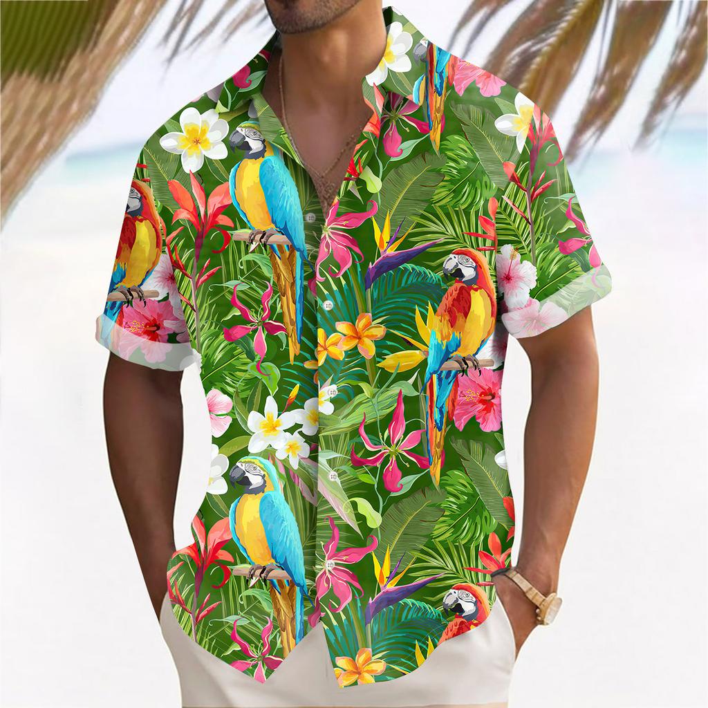 Гавайская рубашка для мужчин, мужские винтажные рубашки для боулинга на пуговицах, летняя пляжная рубашка с коротким рукавом