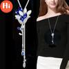 Длинные ожерелья и подвески Hi Flower с кристаллами, винтажная цепочка в виде листьев, модные украшения для женщин, 2019