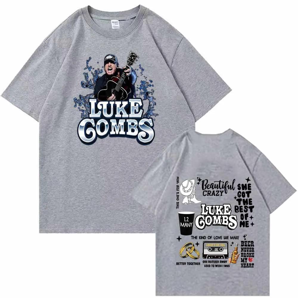 Футболка Luke Combs 2026 Мужская Женская Харадзюку Круглый вырез Летняя Повседневная Рубашка Y2k Короткие рукава Классический Уличный Стиль Модная Хлопок