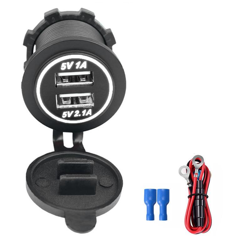 Универсальное автомобильное зарядное устройство 3.1A, 12 В-24 В постоянного тока, водонепроницаемое зарядное устройство с двумя USB-портами, 2-портовая розетка для смартфона, автомобиля, лодки, морского пехотинца