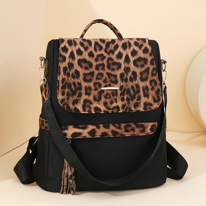 Рюкзак большой вместимости, женская сумка двойного назначения через плечо с леопардовым принтом, школьный рюкзак для школьников