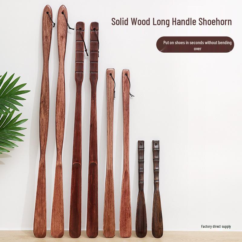 Walnut Wood Long Handle Shoehorn - Extended Shoe Lifter for Easy Use