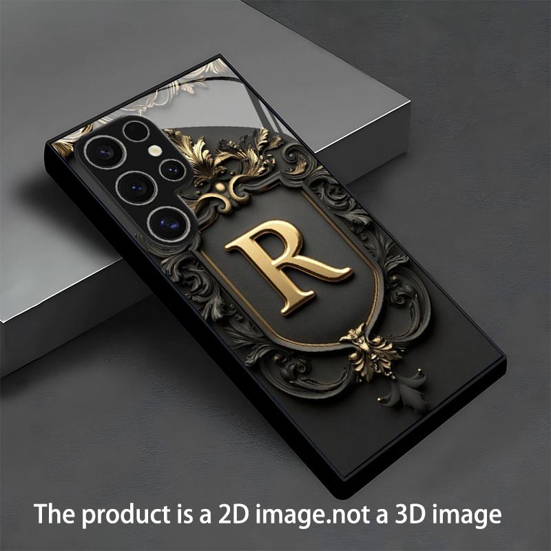 Золотые Счастливые Буквы Изысканный Люксовый High-End Чехол для Телефона Стеклянный Чехол для Телефона для Samsung Galaxy S26 S25 S24 S23 S22 S21 FE, Ultra, Plus