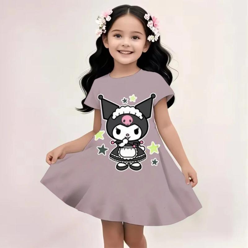 Sanrio Новое летнее платье для девочек Hello Kitty с 3D-печатью Модное Мультяшное Милое Платье-юбка для принцесс