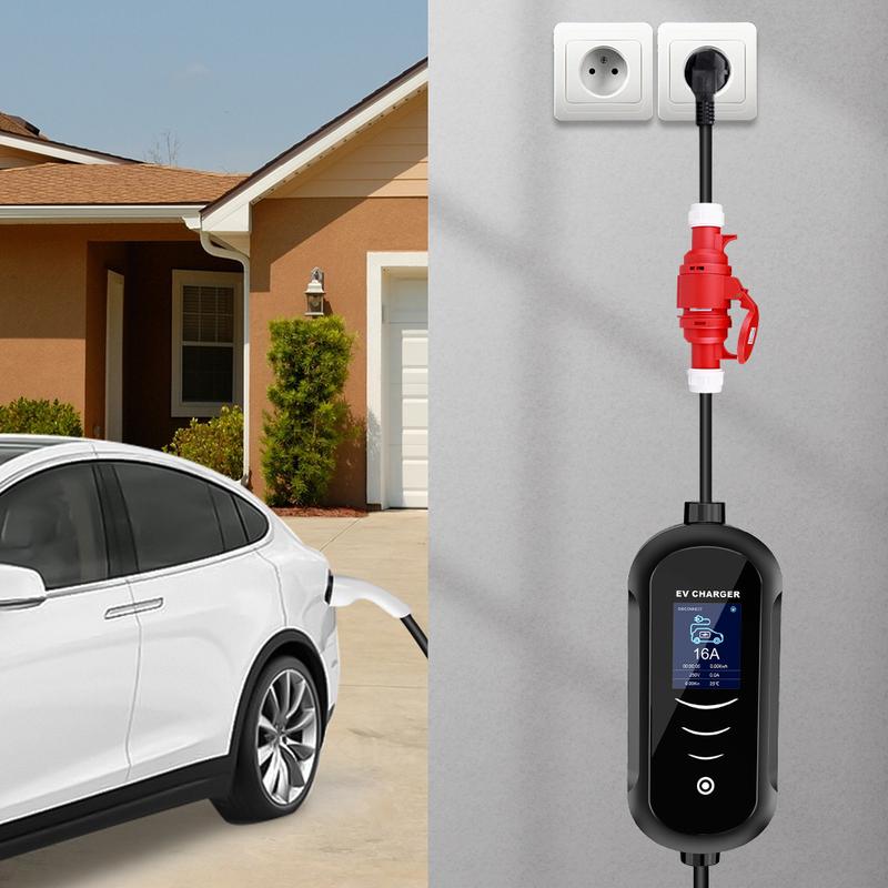 IPENGEN EV Charger Adapter Schuko Plug to CEE Red Power Female Plug 5 Pins Socket Adapter Connect with 16A 3 Phase 11KW Charger