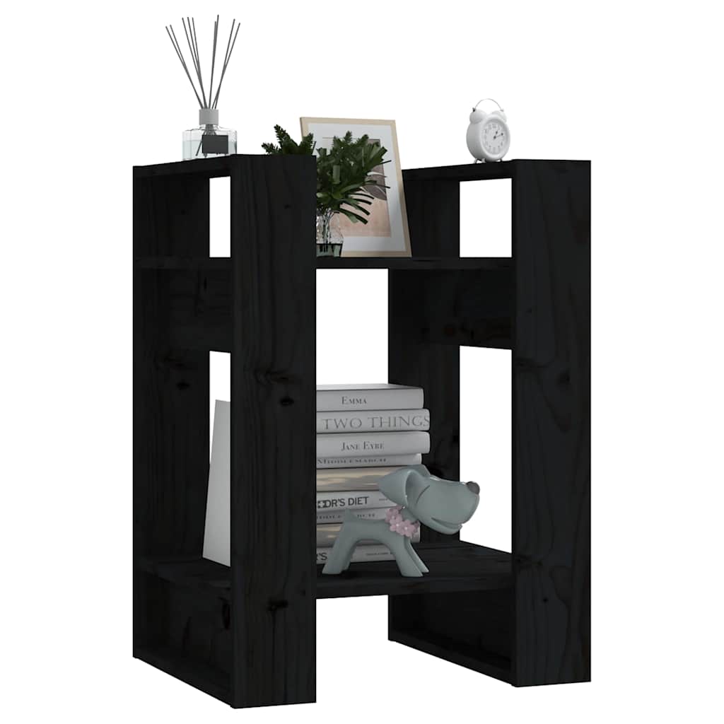 Bookshelf Room Divider Black 41 x 35 x 57 cm Solid Pine Wood