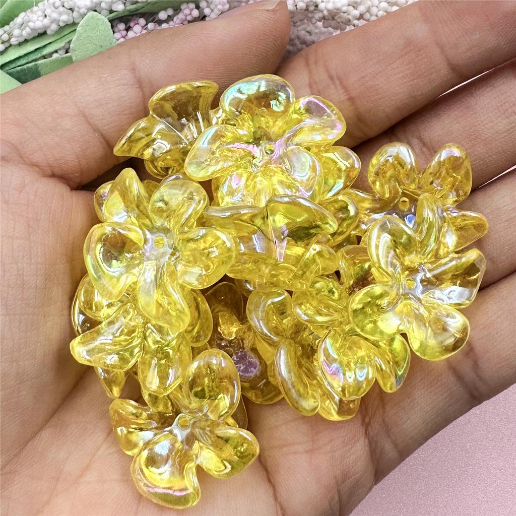 Hanmade Transparent DIY Handmade Materials 21.4*23.6mm Fashion Irregular Necklaces Jewelry Marking Acrylic UV Color Big Flower Beads 10pcs
