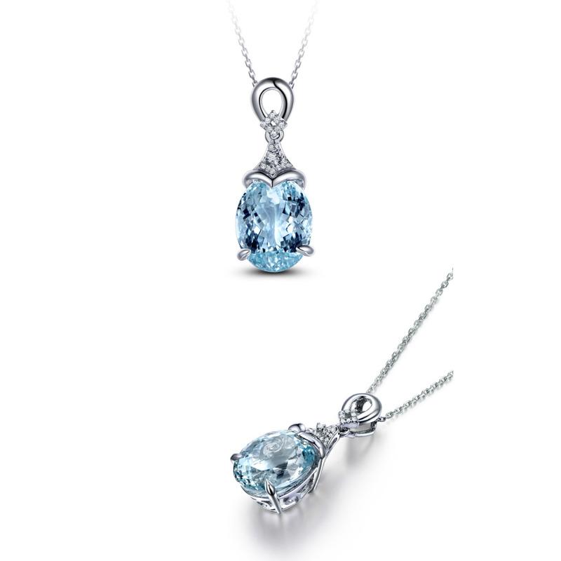 BELLA BOX Натуральный каратный морской синий сокровище с бриллиантами, инкрустированный цветным кулоном для женщин, очаровательные ювелирные изделия для свадьбы и помолвки, новые модные