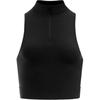 Anywhere Run Solid Color Small Logo Half High Neck Pullover Short Sleeveless Vest Women Tops Black 1386344-001