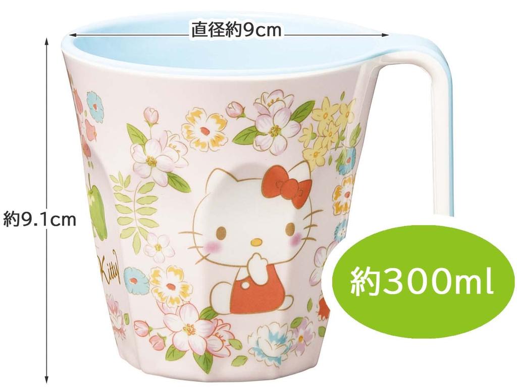 Skater Melamine Tumbler with Hello Handle, 300ml, Kitty, Sanrio, MTH3-A