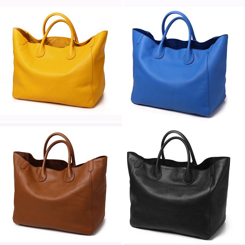 Cute Bag Lucky Bag Open Real Leather Bag Hand-held Women's Bag Simple And Personalized Tote Leather Bag Large Capacity