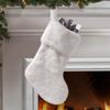 Large White Christmas Stockings Plush Socks Gifts Candy Bag Xmas Tree Pocket Hanging Ornament New-Year Christma Decorations
