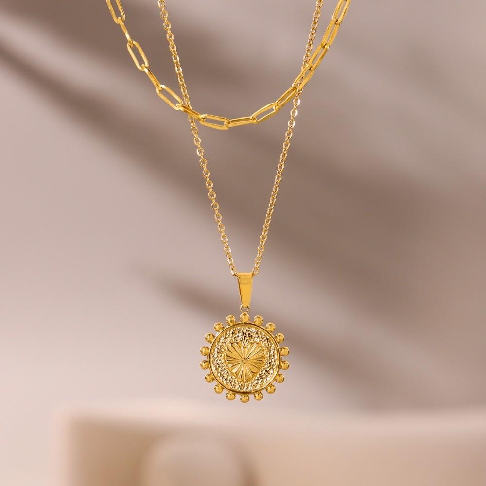 Ожерелье-чокер с позолоченной подвеской в виде сердца-солнца, модное женское украшение для свадьбы