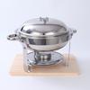 Stainless Steel 5L Round Alcohol Buffet Stove with Glass Lid and Hook for Outdoor Use