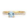 Blue Topaz Classic Solitaire Pavé Band Ring - Sterling Silver Gold Vermeil