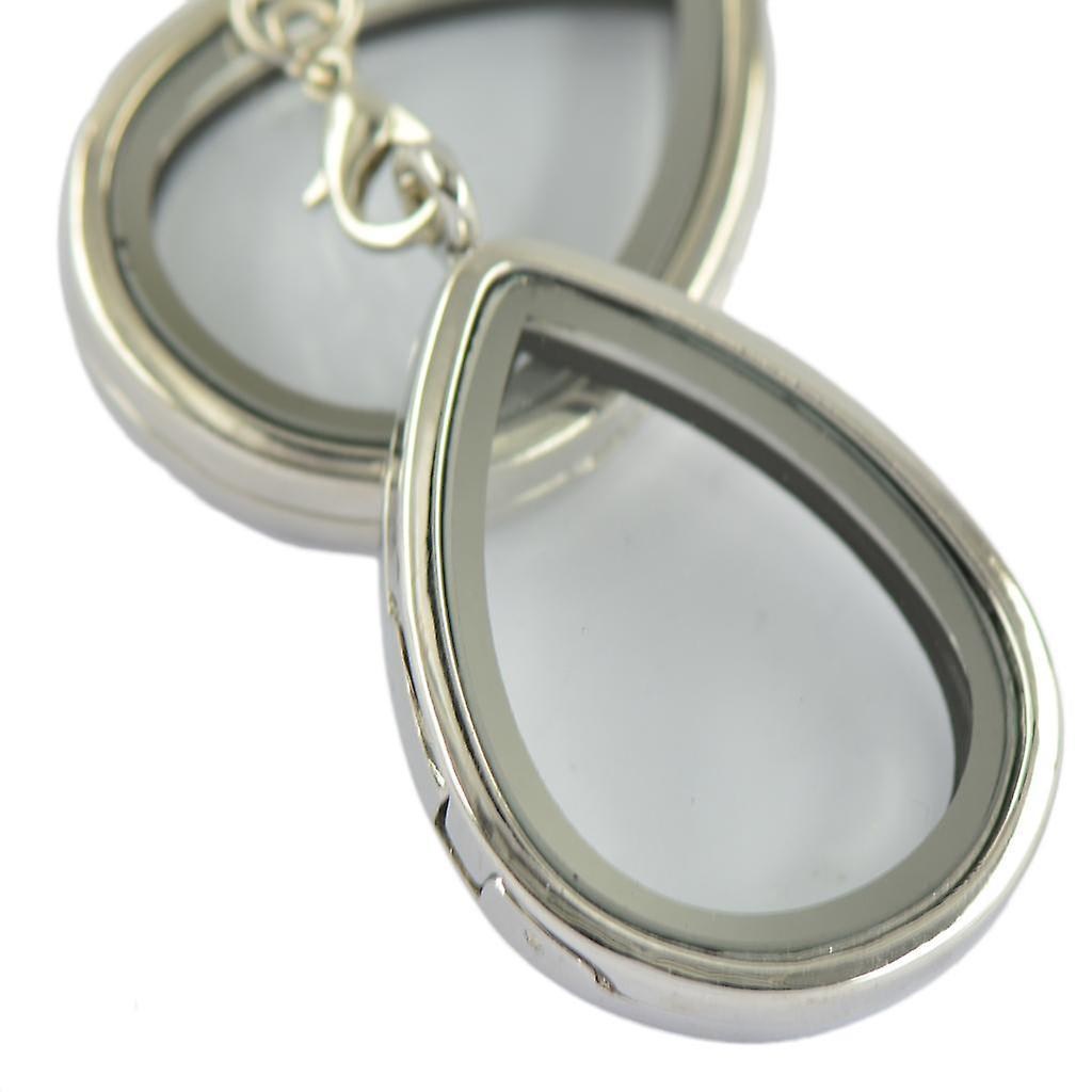 2PCS Silver water drop Magnetic Glass floating Alloy Locket Charms