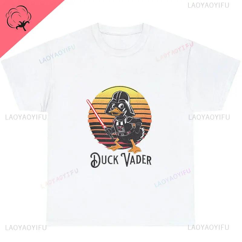 Vintage Ropa Hombre Duck Vader Funny T-Shirt Duck Darth Vader Parody High Quality Cotton Summer Hip-hop Men Streetwear Cotton