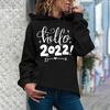 Women's Fashion Casual  New Year Print Hooded Sweatshirt Loose Sports Pullover