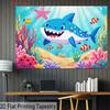2D Baby Shark Photo Backdrop Underwater World Coral Reef Fish Starfish Background for Studio