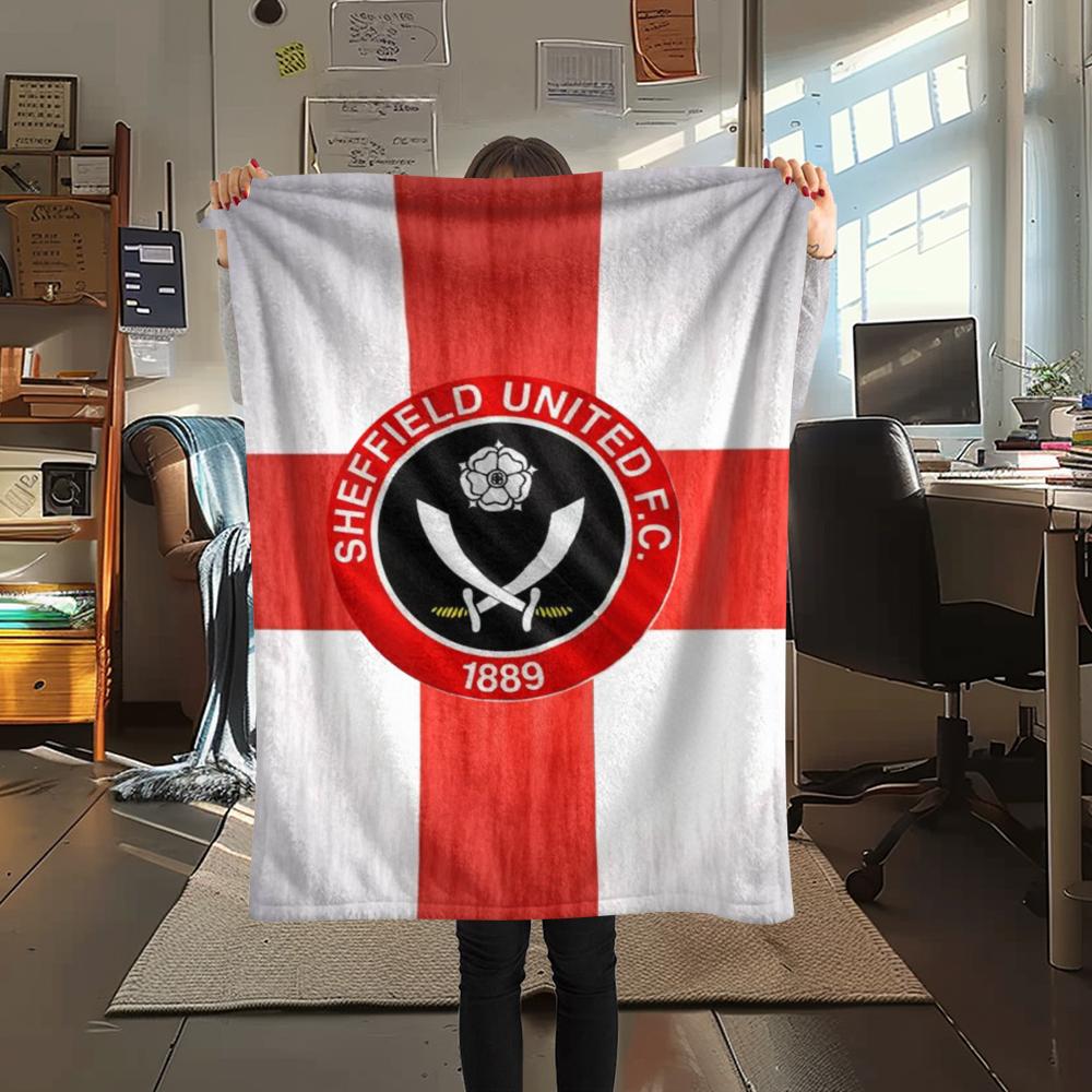 1Pc Sheffield United FC Print Flannel Blanket, High quality Comfortable for All Seasons, Home Decor, Warmth and Comfort, Perfect for Christmas GiftS
