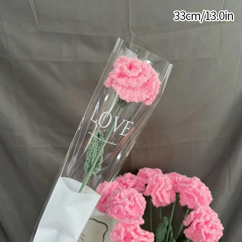 5/10Pcs Tulip Carnation Flower Bouquet Hand Woven Flower Artificial Flowers Knitting Flower Rose Mother'S Day Birthday Gift