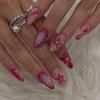 24Pcs Almond False Nails Cute Strawberries with French Design Simple White Wearable Fake Nails Decoration Press on Nail Tips Art
