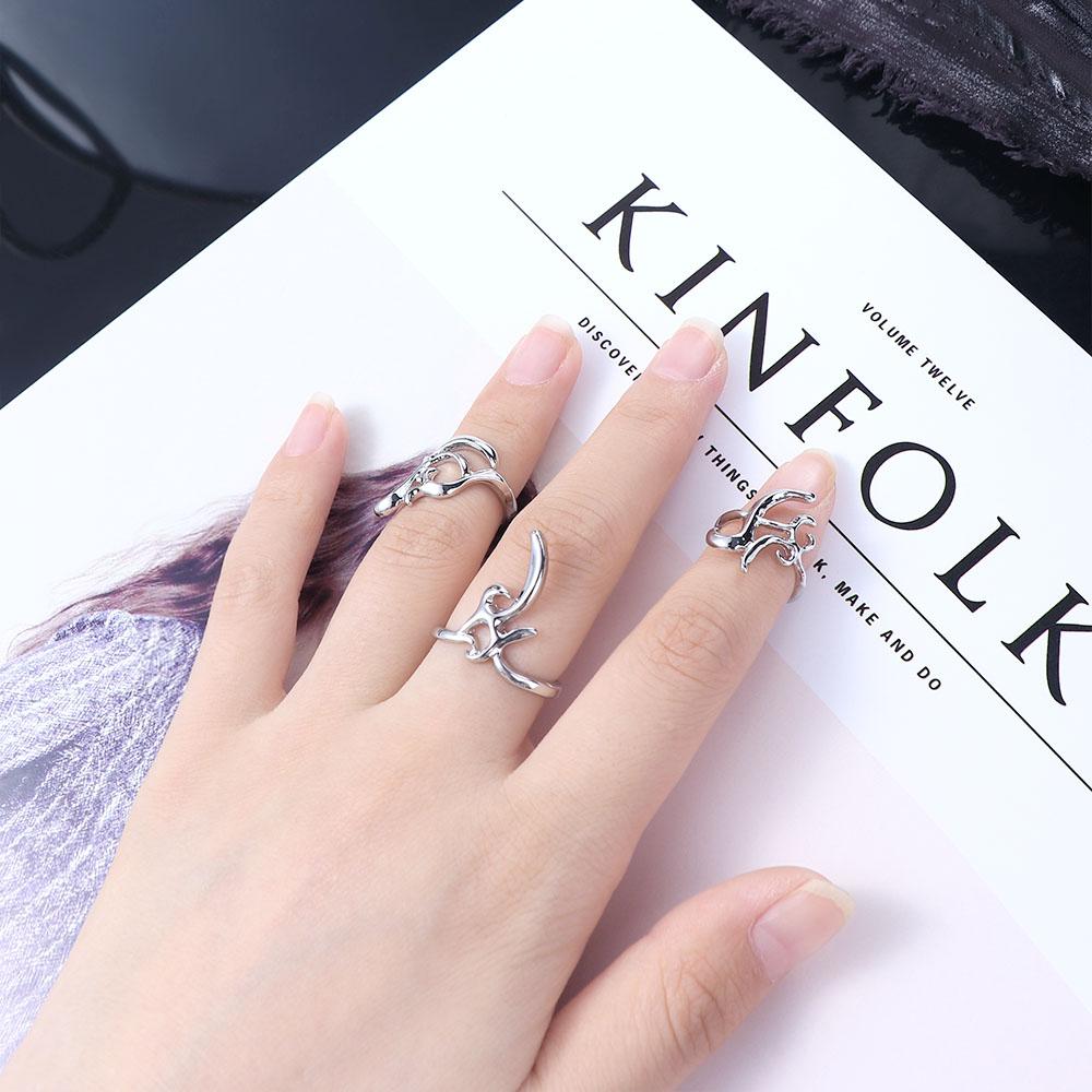 Серебряные корейские кольца на хвост Защитные кольца для ногтей Наборы колец Женские открывающиеся кольца Кольца для ногтей на пальцах