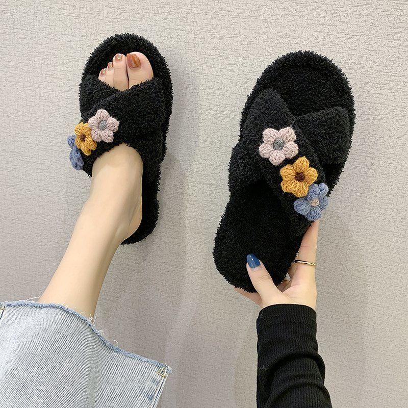 Мягкие плюшевые хлопковые милые тапочки для пар, унисекс, нескользящие напольные домашние пушистые тапочки для женщин, обувь для спальниdf4