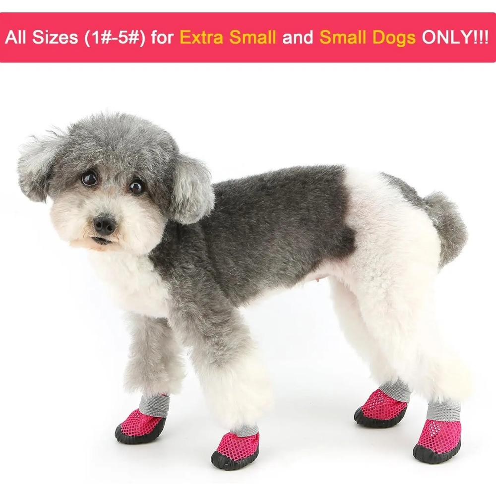 Breathable Mesh Small Dog Shoes, Anti-slip Rubber Sole, Adjustable Paw Protectors For  Pavement, Walking Running Boots Summer