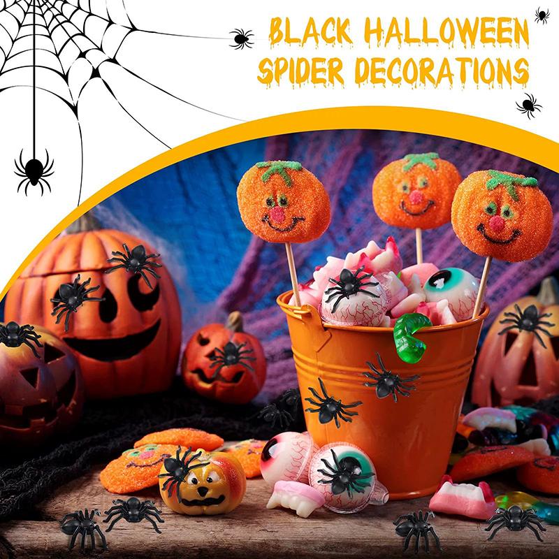 50/100 шт. Хэллоуин Пауки Украшения Маленькие Черные Пластиковые Пауки Дом с Привидениями Паук Украшение Симуляция Прикольная Игрушка