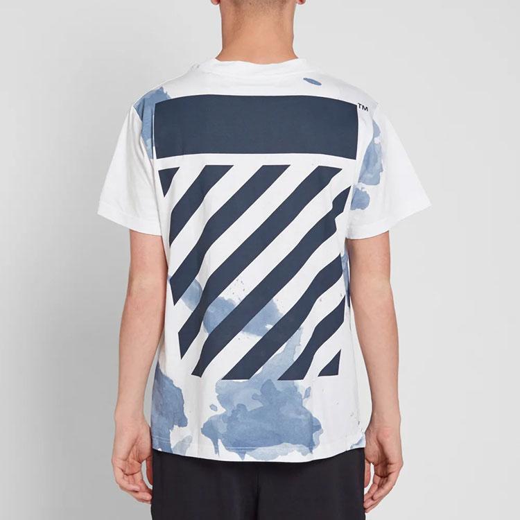 Off-White Футболка с коротким рукавом в диагональную полоску Splash-Ink Мужские топы белые OMAA002F161970239932