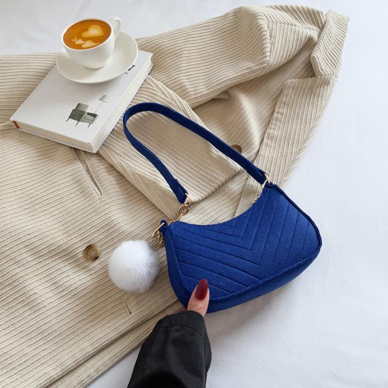 1Pcs Simple Light Weigh Underarm Bags Women'S Mini Felt Shoulder Bag Ergonomic Underarm Saddlebag Purse Shoulder Pouch