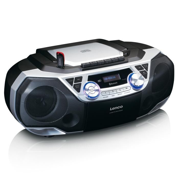 Lenco SCD-720SI - Radio Portable DAB+/FM Avec Bluetooth®, Lecteur CD, Cassettes Et USB - Argent