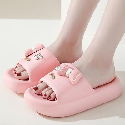 Женские толстые тапочки Cloud на платформе Eva Cfortable Non-Slip Home Slides Bowknot Girls Summer Sandals Flip Flops
