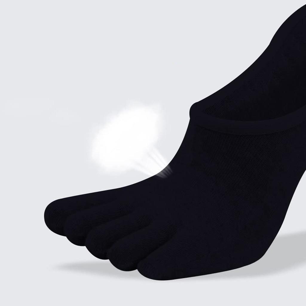 (Projector)Mens Toe 5 Pairs Cotton Low Cut Socks 5 Finger Breathable Soft Mens Socks