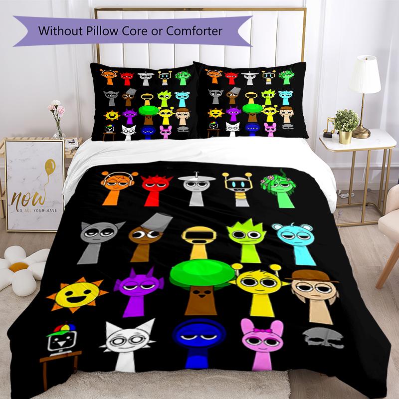 3pcs SPRUNKI3 Design Cover Set - HD Printed Bedding with 1 Cover and 2 Pillowcases - Perfect for Home and Dorm Decor