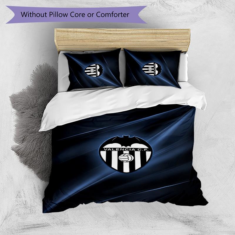 Valencia FC Printed 3PCS Bedding Set Breathable Duvet Cover with Pillowcases Decorative Bed Linen for Bedroom Home