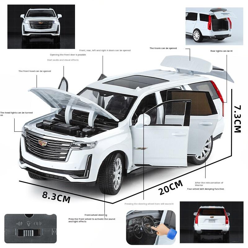 AABHV1 1:24 Большой Размерный Сплав Модель Cadillac Escalade Имитация Внедорожника Внедорожный Автомобиль Световые и Звуковые Эффекты Коллекция и Настольное Украшение