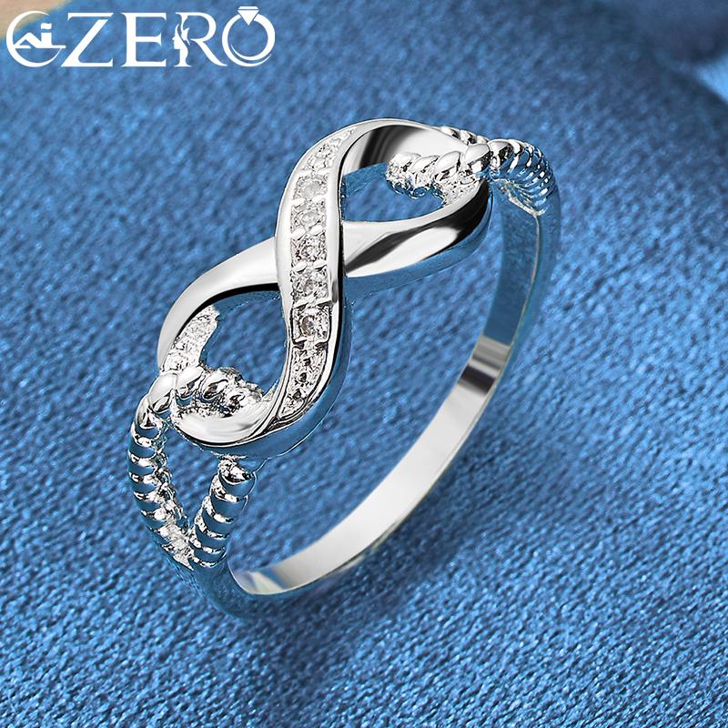 ALIZERO 925 Silver Zircon 8-Shape Ring for Women Wedding Rings Engagement Band Eternal Manifesto Jewelry Couple Gift