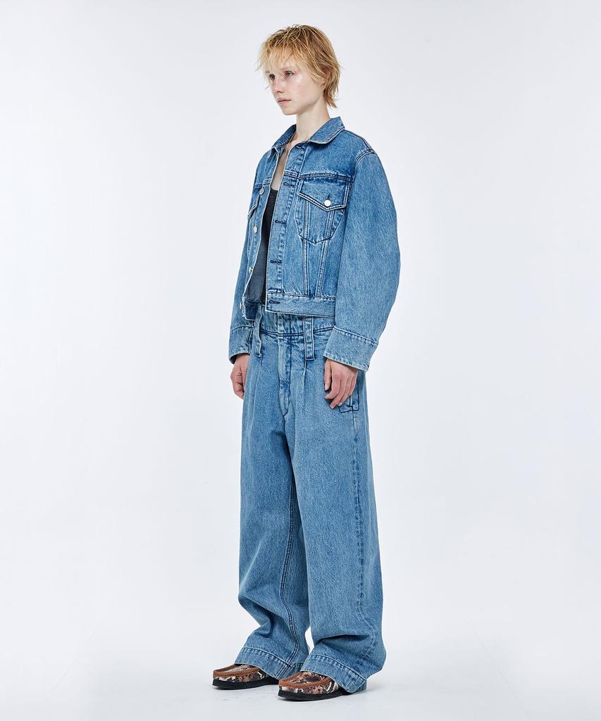 SOONJEANS Big Pocket Oversized Denim Trucker Jacket [Blue]